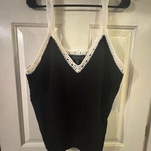 Eloquii Black and White V-Neck Sweater Tank